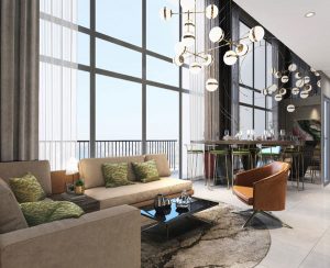 Thiết kế phòng khách tại căn hộ The Loft Riviera Point quận 7 - Keppel land.